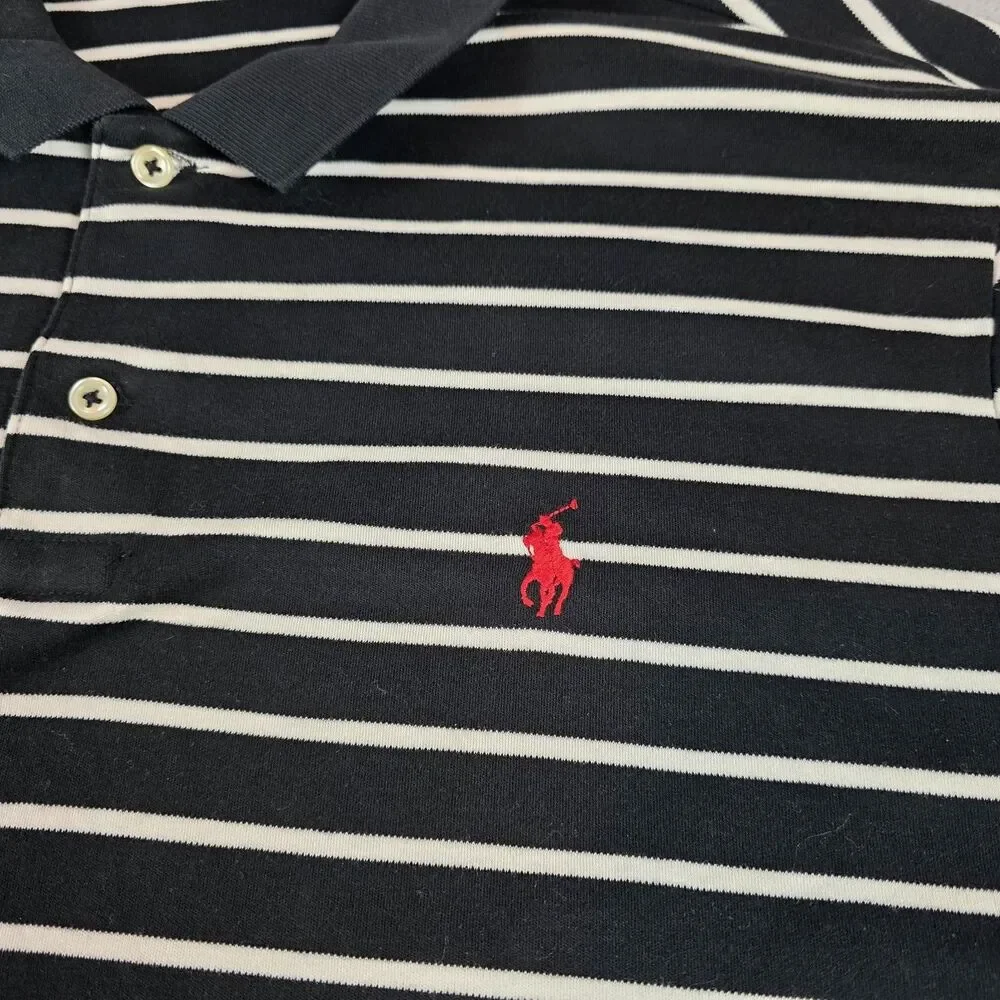 Polo Ralph Lauren Polo Shirt Men’s XL Classic Fit Black White Stripe Red Pony